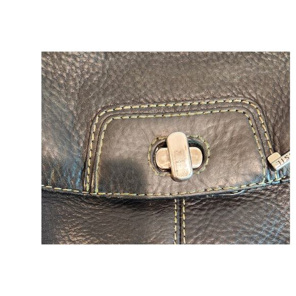 Vintage Fossil Black Genuine Leather Handbag 10x10 Purse , can add strap - Picture 13 of 13